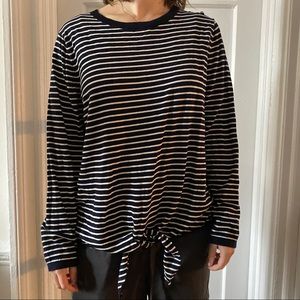 TALBOTS Front Tie Striped Sweater